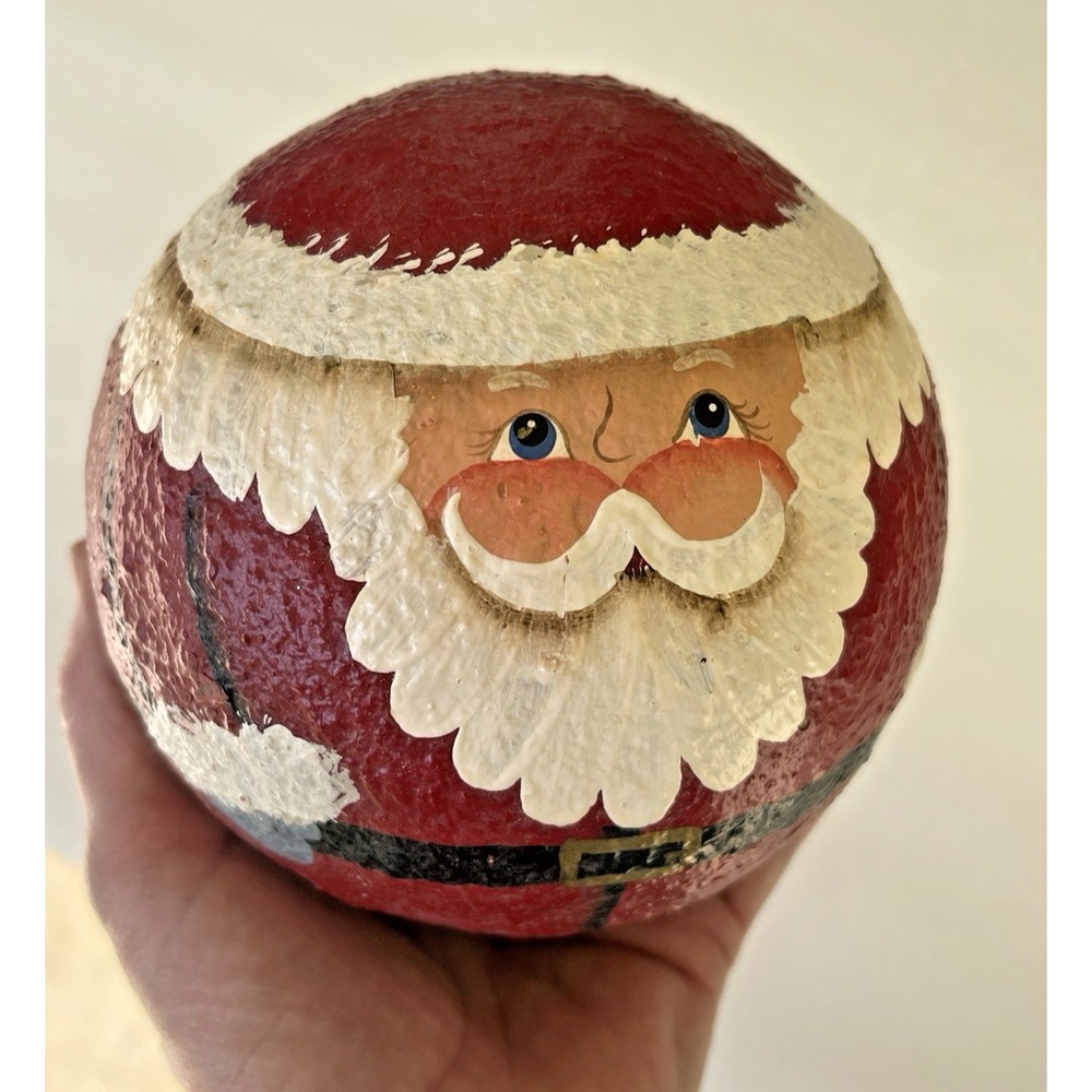Hand-Painted Santa Claus Gourd Decor Festive Holiday Decoration Signed by Artist